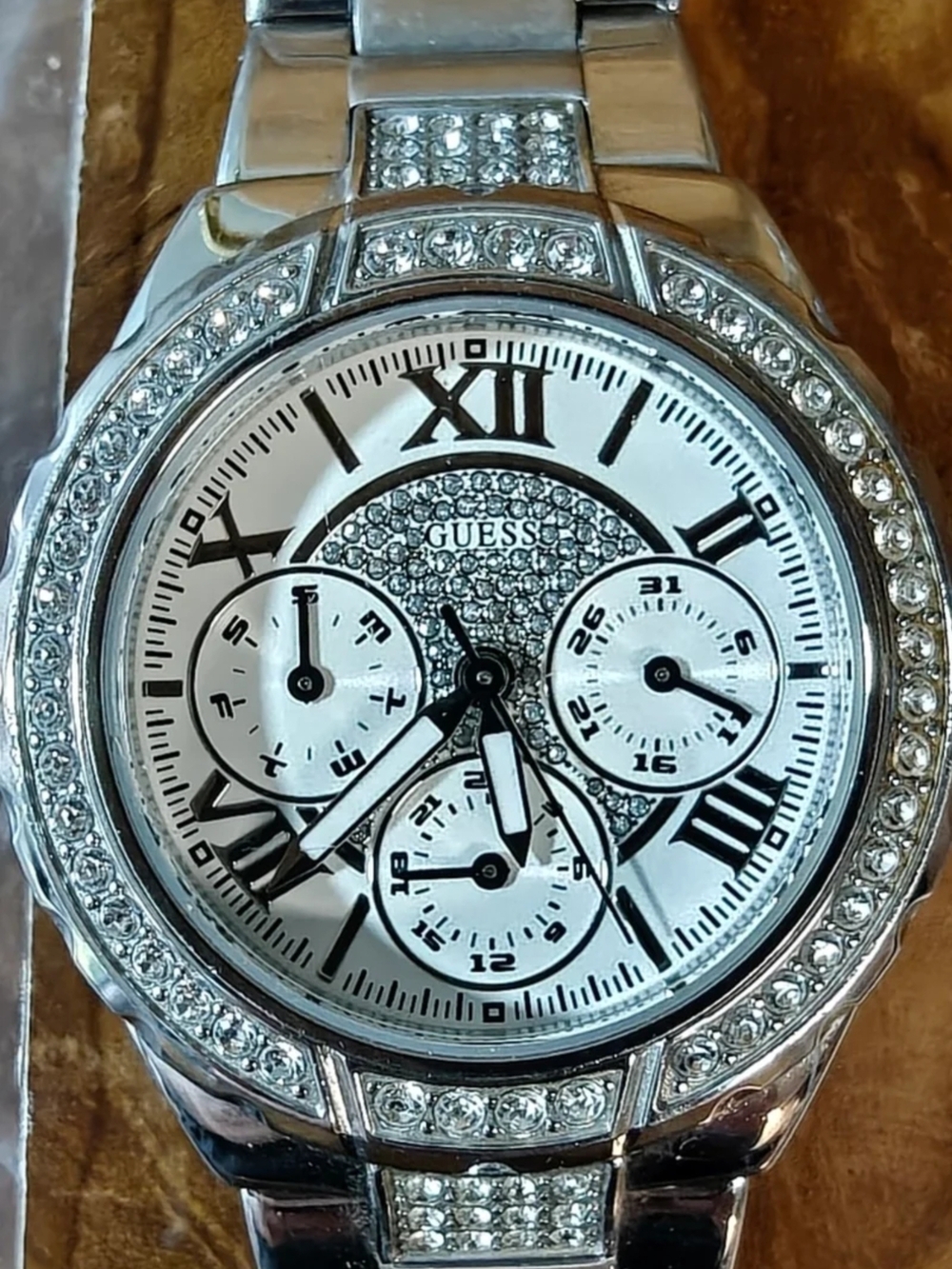 GUESS Silver Crystal Accent Women's Watch